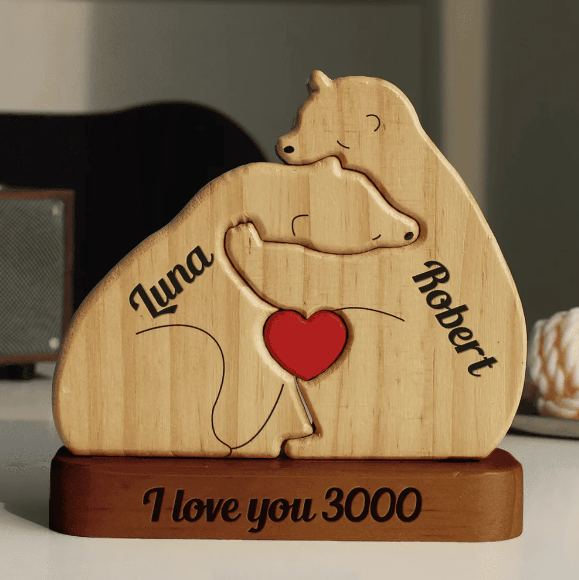 Family Bear Cuddle - Customizable Wood Puzzle