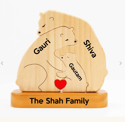 Family Bear Cuddle - Customizable Wood Puzzle