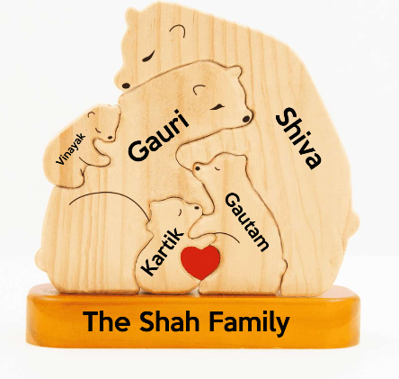 Family Bear Cuddle - Customizable Wood Puzzle