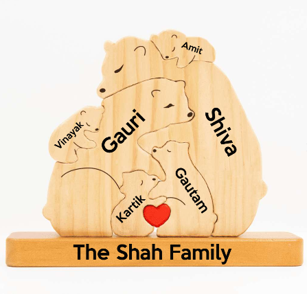 Family Bear Cuddle - Customizable Wood Puzzle