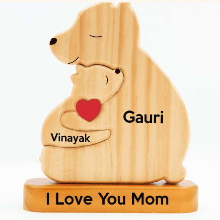 Family Bear Cuddle - Customizable Wood Puzzle