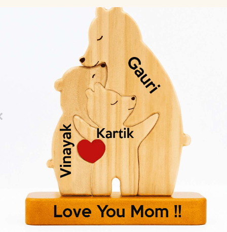 Family Bear Cuddle - Customizable Wood Puzzle