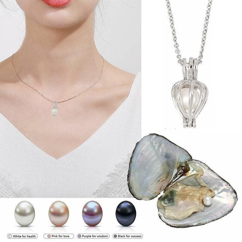 Oyster Pearl Necklace with Pearl Earrings and Free Pearl Ring