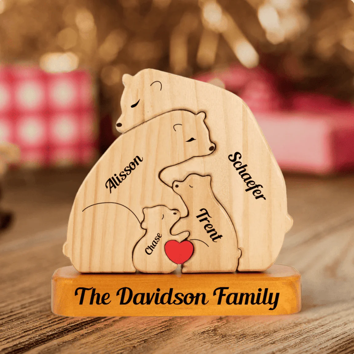 Family Bear Cuddle - Customizable Wood Puzzle
