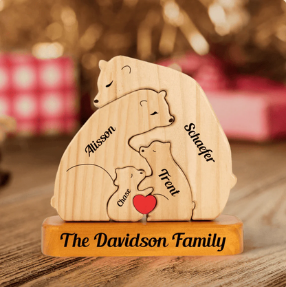 Family Bear Cuddle - Customizable Wood Puzzle