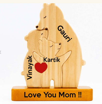 Family Bear Cuddle - Customizable Wood Puzzle