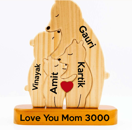 Family Bear Cuddle - Customizable Wood Puzzle