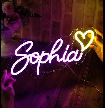🌟 Personalized Neon LED Sign – Custom Name with Heart 🌟