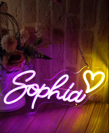 🌟 Personalized Neon LED Sign – Custom Name with Heart 🌟